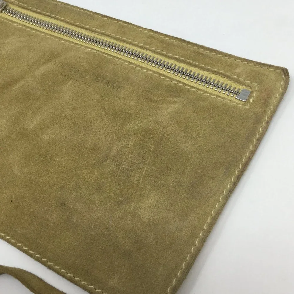 Andrea Mabiani Tan Suede Leather Zipper Pouch